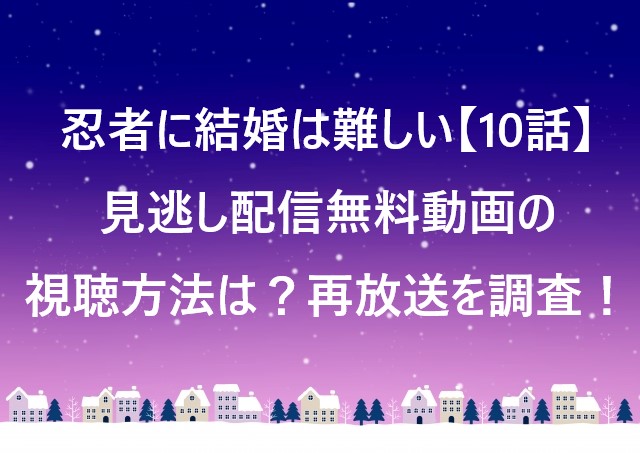 忍者に結婚は難しい【10話】見逃し配信無料動画の視聴方法は？再放送を調査！
